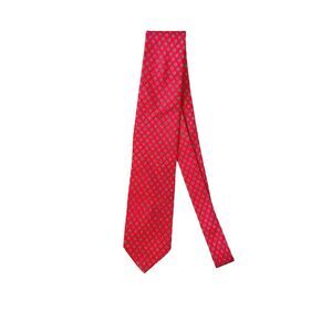 Christian Dior Red Geometric‎ Print 100% Silk Tie